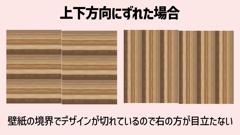 上下方向にズレた場合壁紙の境界でデザインが切れているので、右の方が目立たない