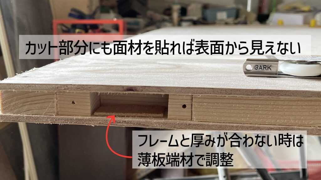 面材をカット部を覆うように貼れば見た目は問題ナシ